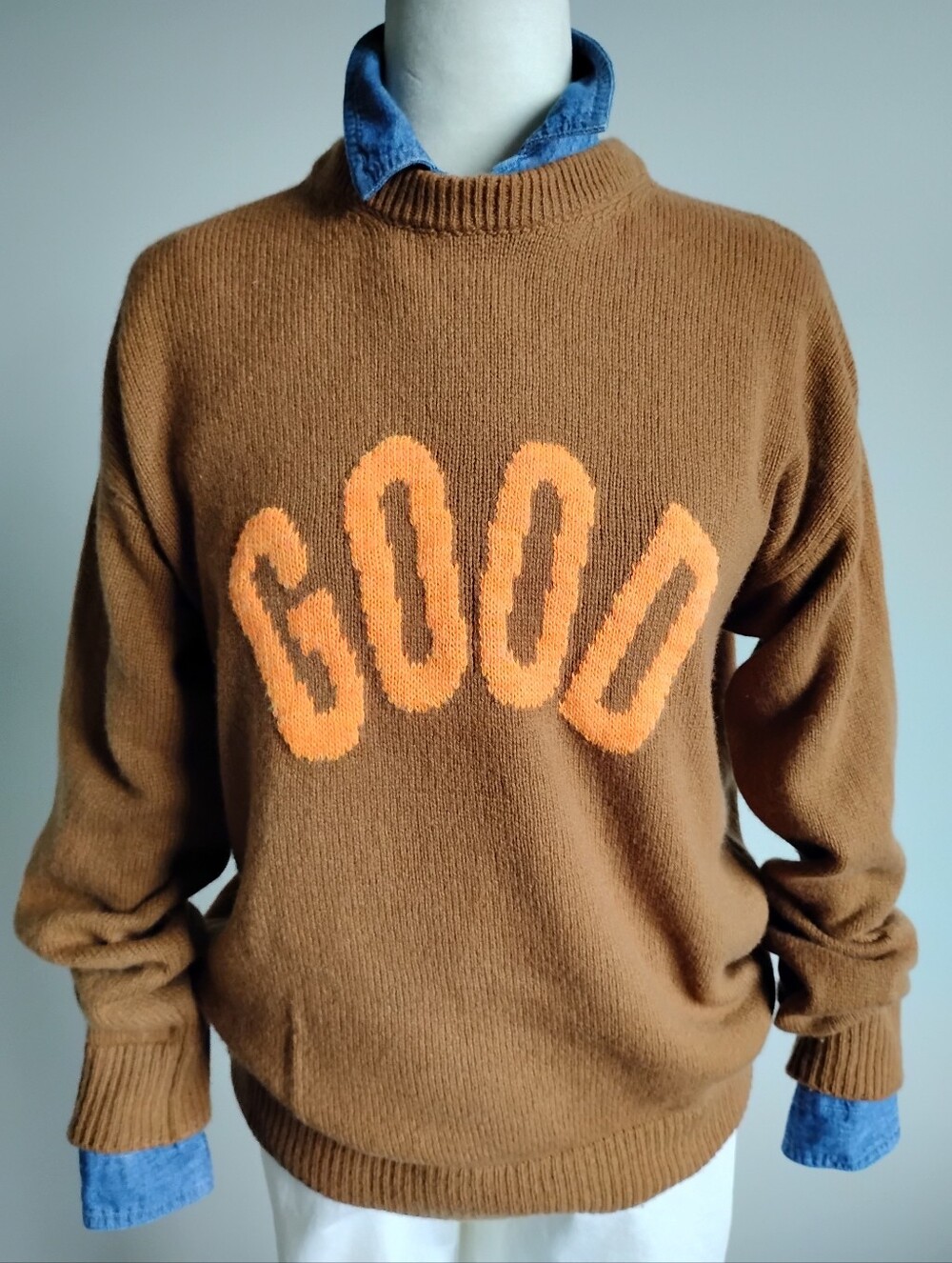 Ireneisgood Merino Wool Cashmere Sweater Camel Tan Orange Cozy Colorful Size Med